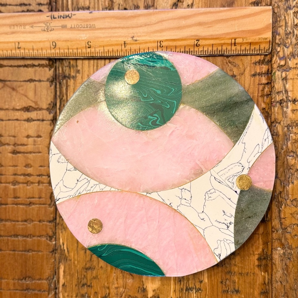 Abstract Pink and Green Coaster
